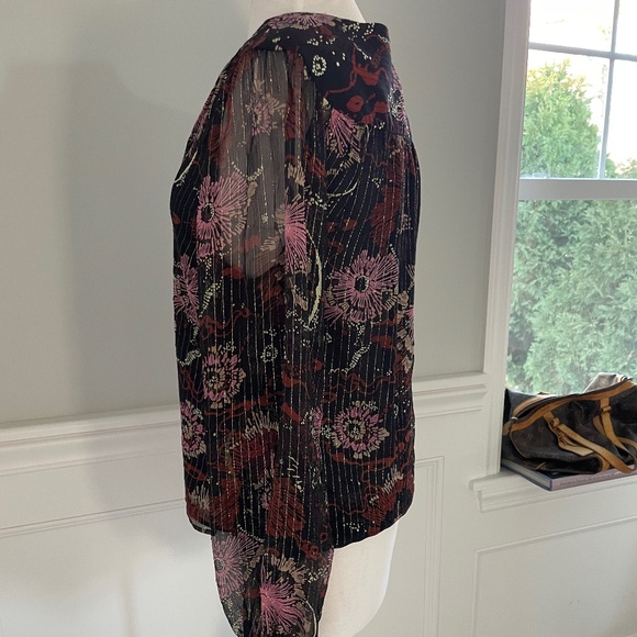 A.L.C. MAC METALLIC SHIMMER FLORAL SILK BLEND BLOUSE SIZE 4! - Picture 9 of 9